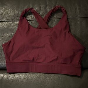 Fabletics No Bounce High Impact Burgundy Sports Bra